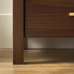 Isla Modern Easy Assembly Solid Wood 2-Drawer Nightstand Side Table with Glass Top