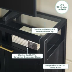Isla Modern TV Stand with Glass Top