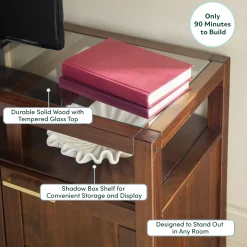 Isla Modern TV Stand with Glass Top