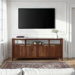 Isla Modern TV Stand with Glass Top