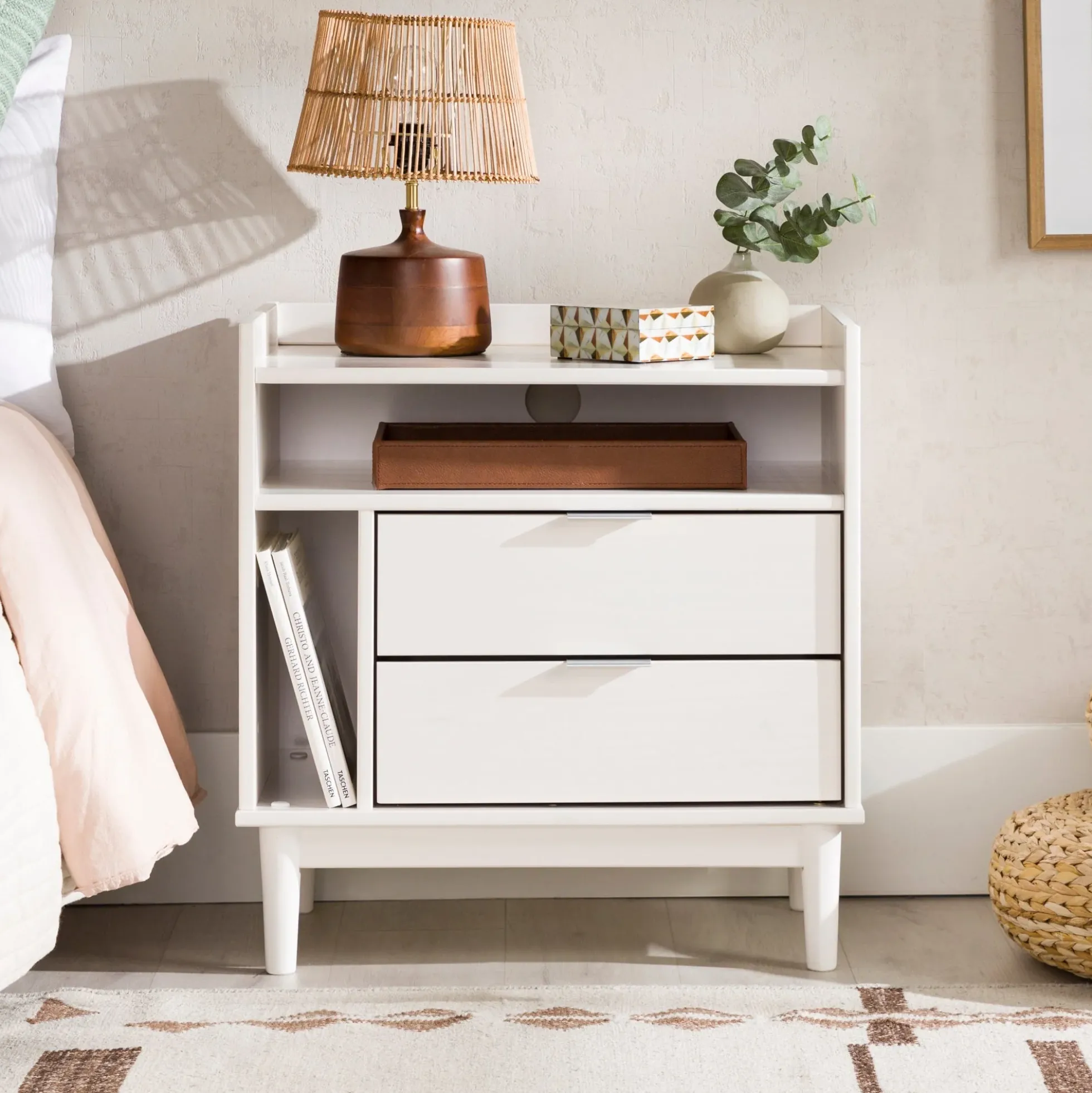 Lee Mid-Century Modern Wood Nightstand
