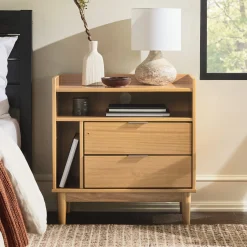 Lee Mid-Century Modern Wood Nightstand