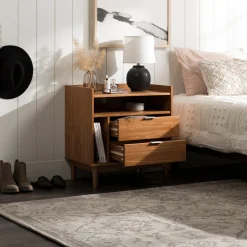 Lee Mid-Century Modern Wood Nightstand