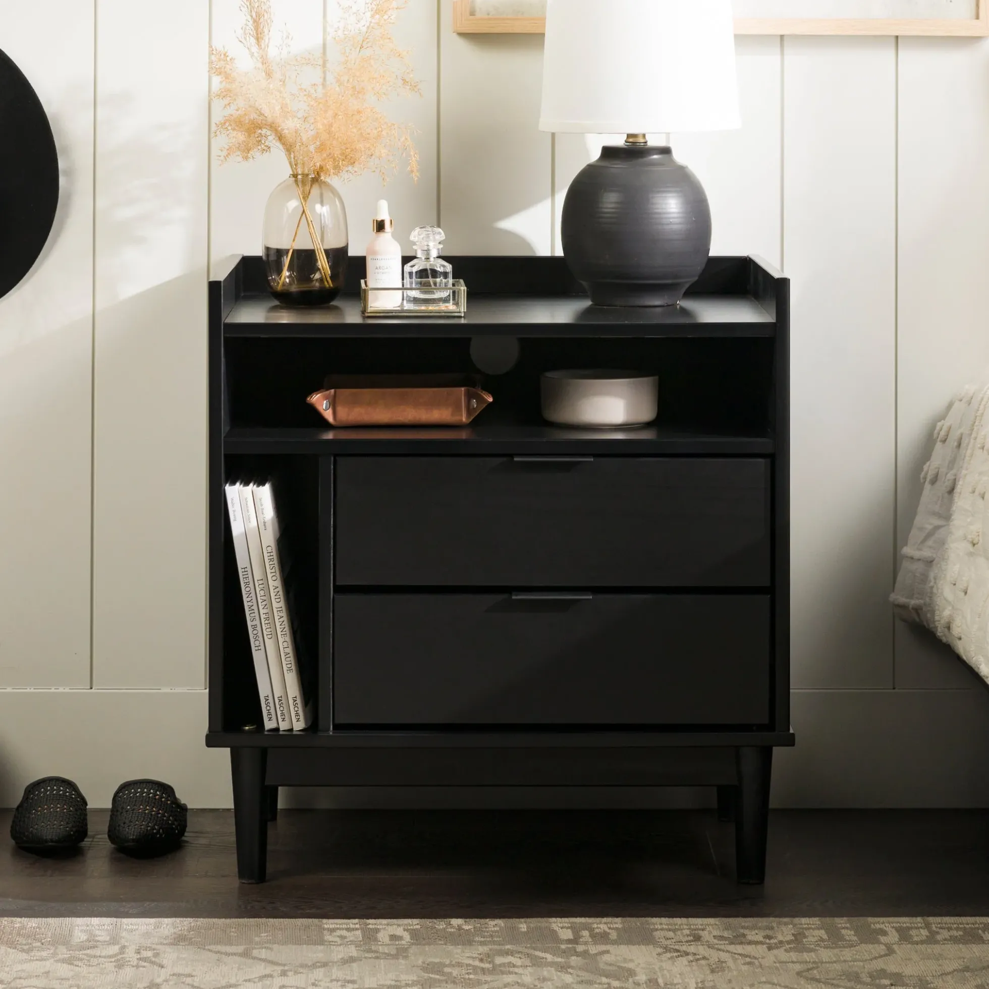 Lee Mid-Century Modern Wood Nightstand