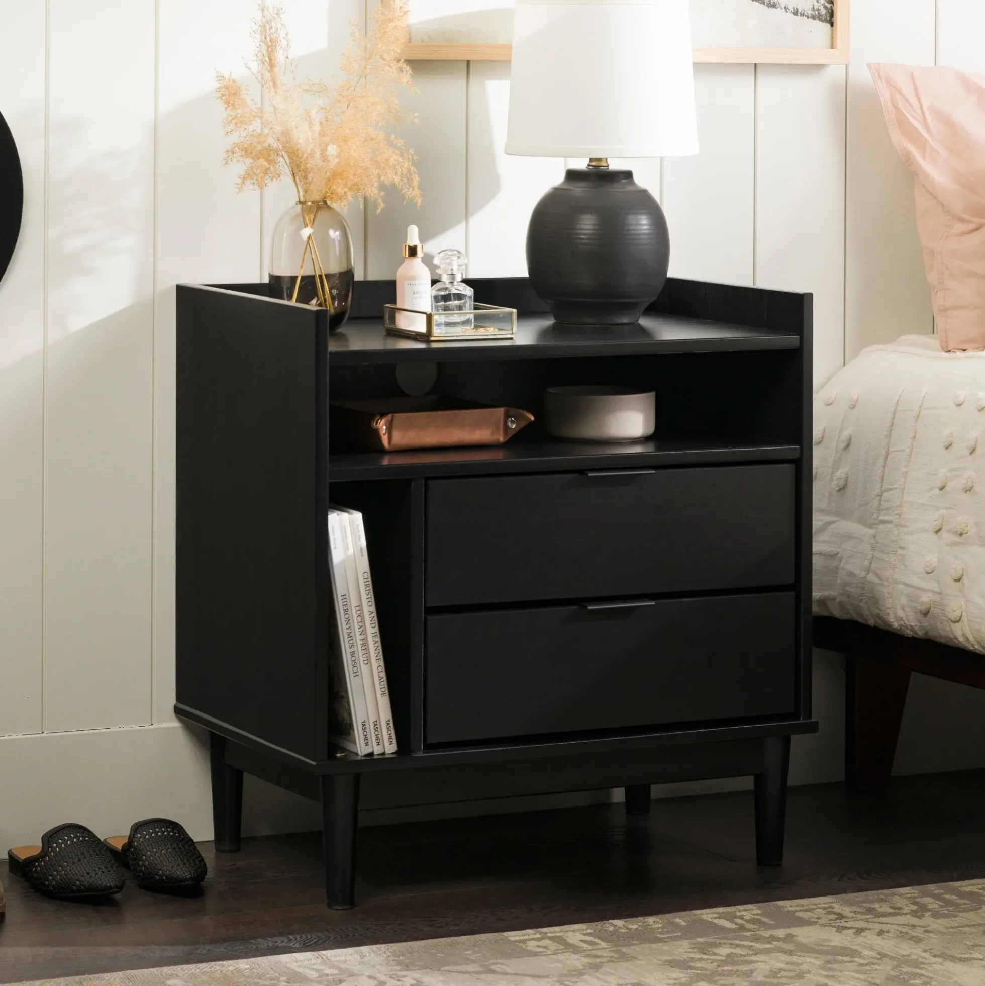 Lee Mid-Century Modern Wood Nightstand