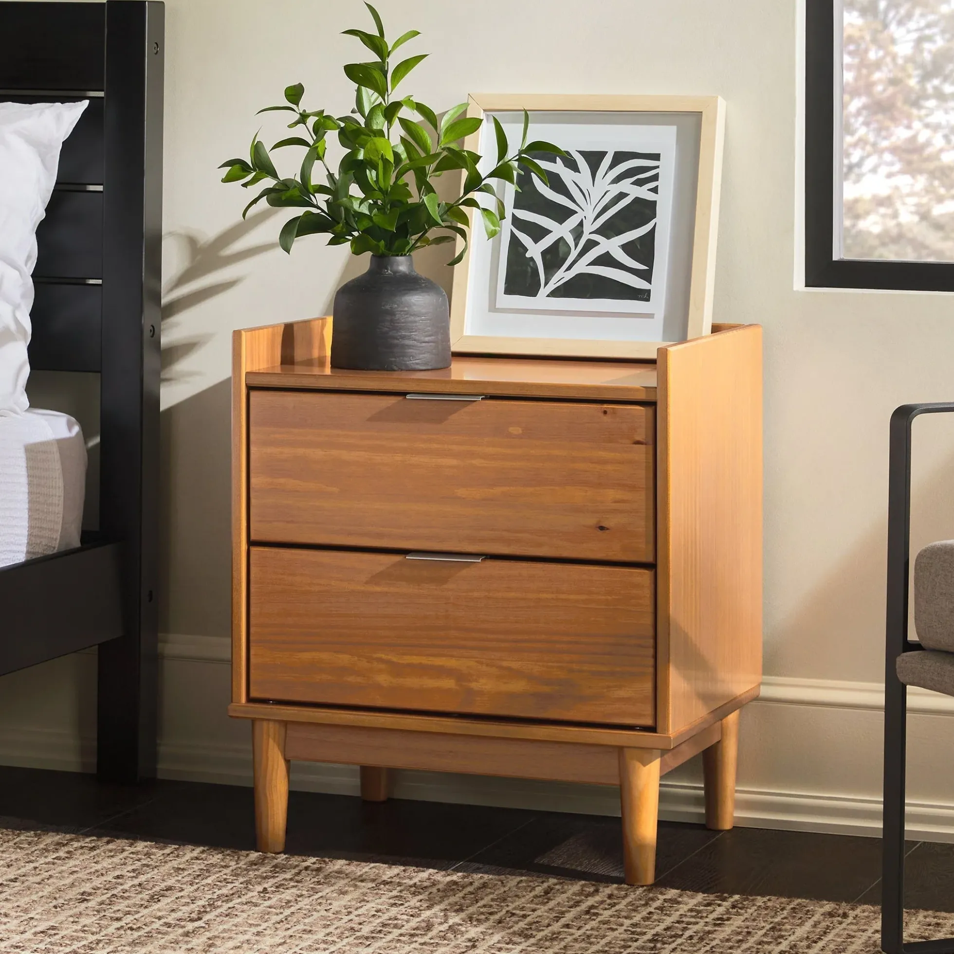 Lee Mid-Century Modern Wood Nightstand