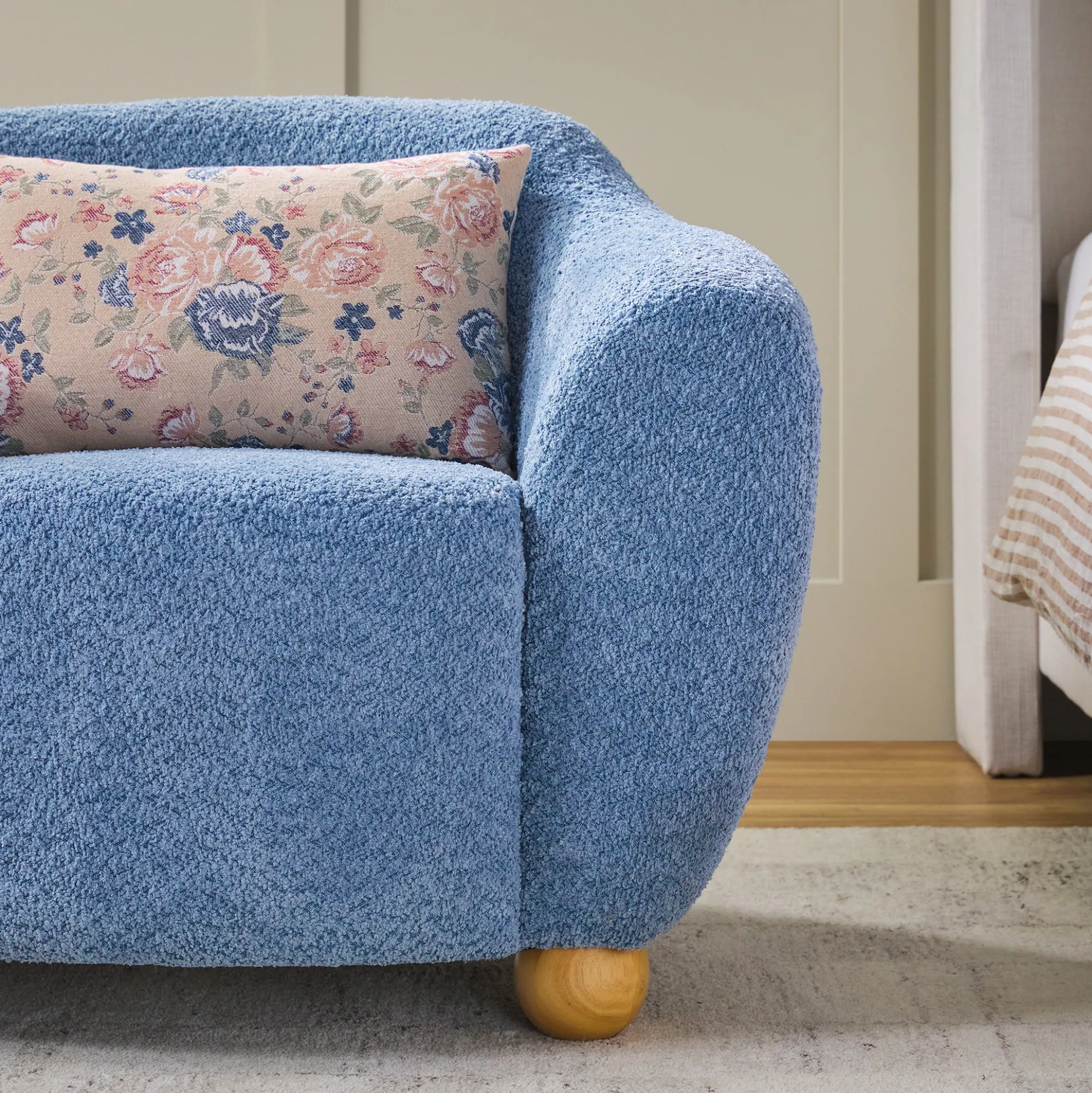 Linley Contemporary Bouclé Upholstered Small Accent Chairs, Set of 2