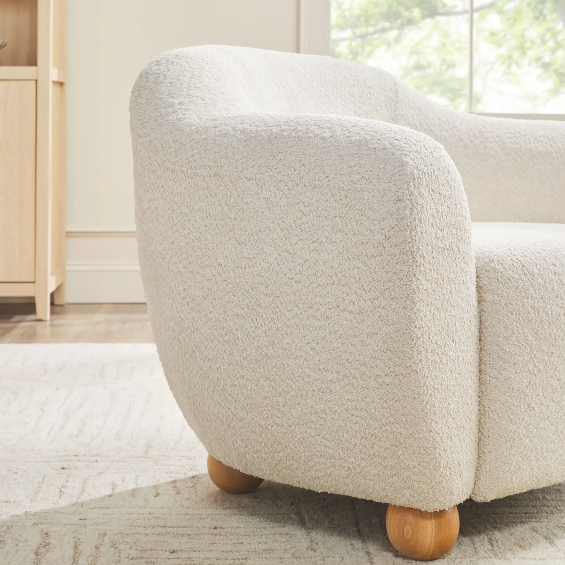 Linley Contemporary Bouclé Upholstered Small Accent Chairs, Set of 2