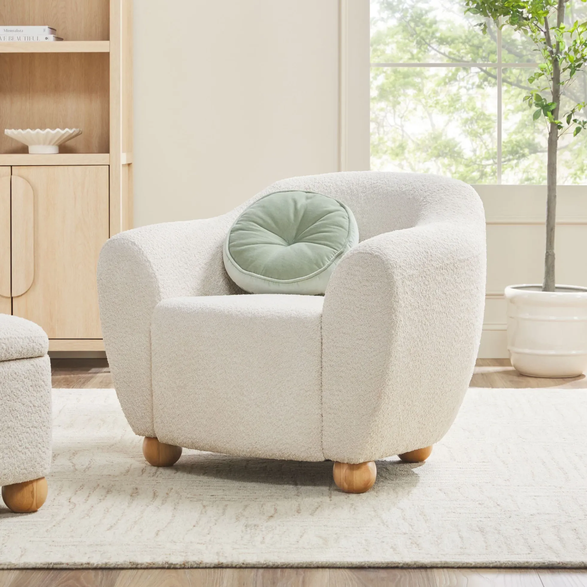 Linley Contemporary Bouclé Upholstered Small Accent Chairs, Set of 2