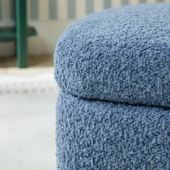 Linley Contemporary Boucle Easy Assembly Upholstered Small Storage Ottoman