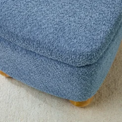 Linley Contemporary Boucle Easy Assembly Upholstered Small Storage Ottoman