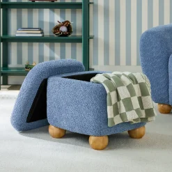 Linley Contemporary Boucle Easy Assembly Upholstered Small Storage Ottoman
