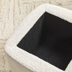 Linley Contemporary Boucle Easy Assembly Upholstered Small Storage Ottoman