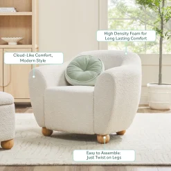 Linley Contemporary Boucle Easy Assembly Upholstered Small Accent Chair