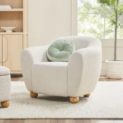Linley Contemporary Boucle Easy Assembly Upholstered Small Accent Chair
