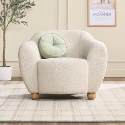 Linley Contemporary Boucle Easy Assembly Upholstered Small Accent Chair