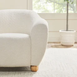 Linley Contemporary Boucle Easy Assembly Upholstered Small Accent Chair