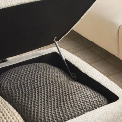 Linley Contemporary Boucle Easy Assembly Upholstered Large Storage Ottoman