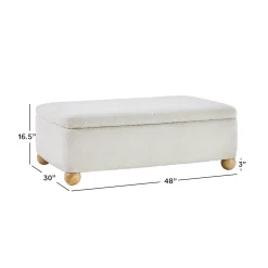 Linley Contemporary Boucle Easy Assembly Upholstered Large Storage Ottoman