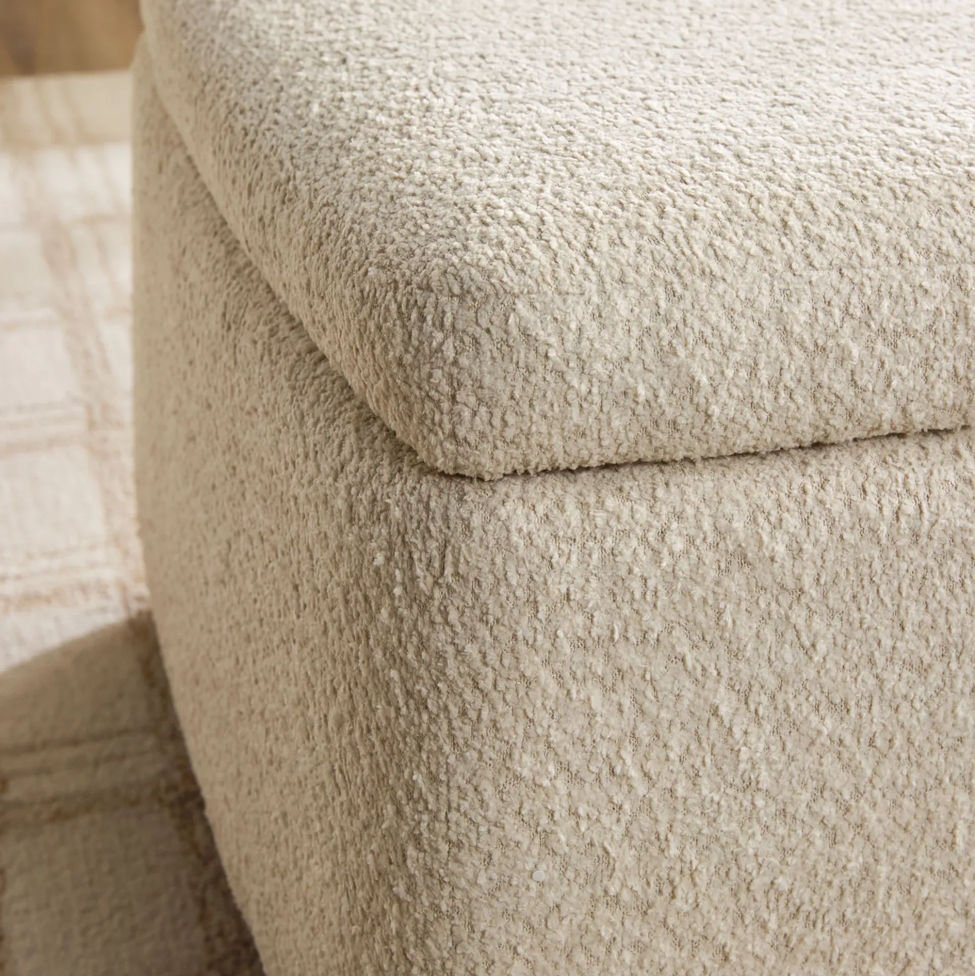 Linley Contemporary Boucle Easy Assembly Upholstered Large Storage Ottoman