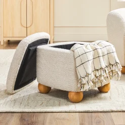 Linley Contemporary Bouclé Upholstered Accent Chair with Ottoman Set