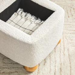 Linley Contemporary Bouclé Upholstered Accent Chair with Ottoman Set
