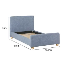 Linley Modern Upholstered Boucle Twin Bed Frame with Round Feet