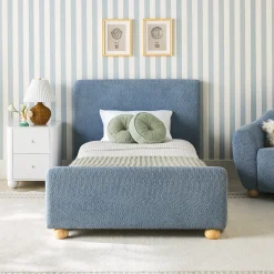 Linley Modern Upholstered Boucle Twin Bed Frame with Round Feet
