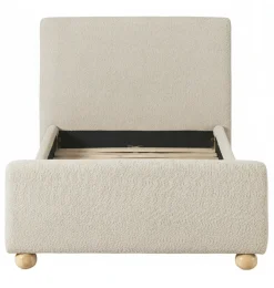 Linley Modern Upholstered Boucle Twin Bed Frame with Round Feet