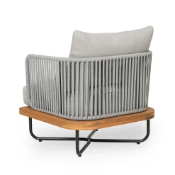 Lucca Outdoor 4 Piece Acacia Wood & Rope Woven Sofa Conversation Set