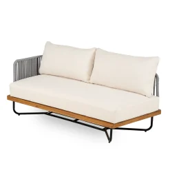 Lucca Outdoor Acacia Wood Rope Woven Sofa Sectional Modular Set