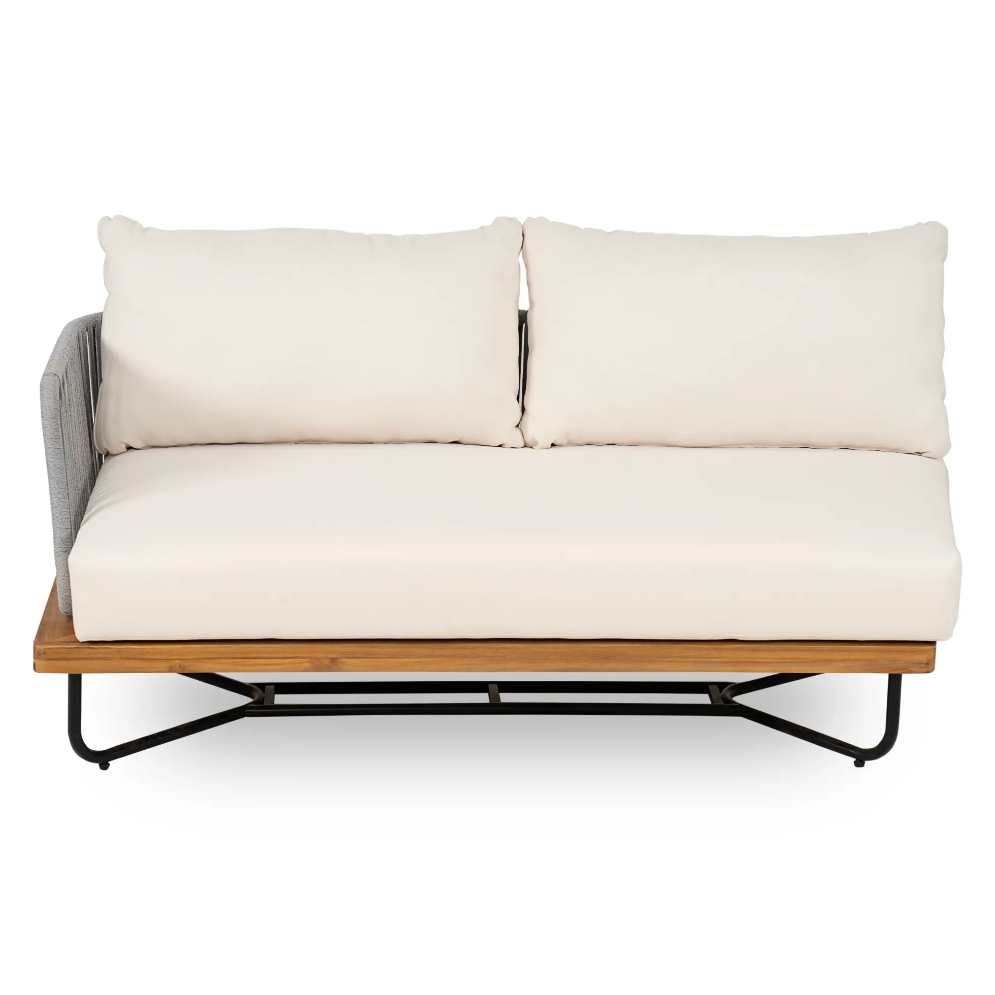 Lucca Outdoor Acacia Wood Rope Woven Sofa Sectional Modular Set