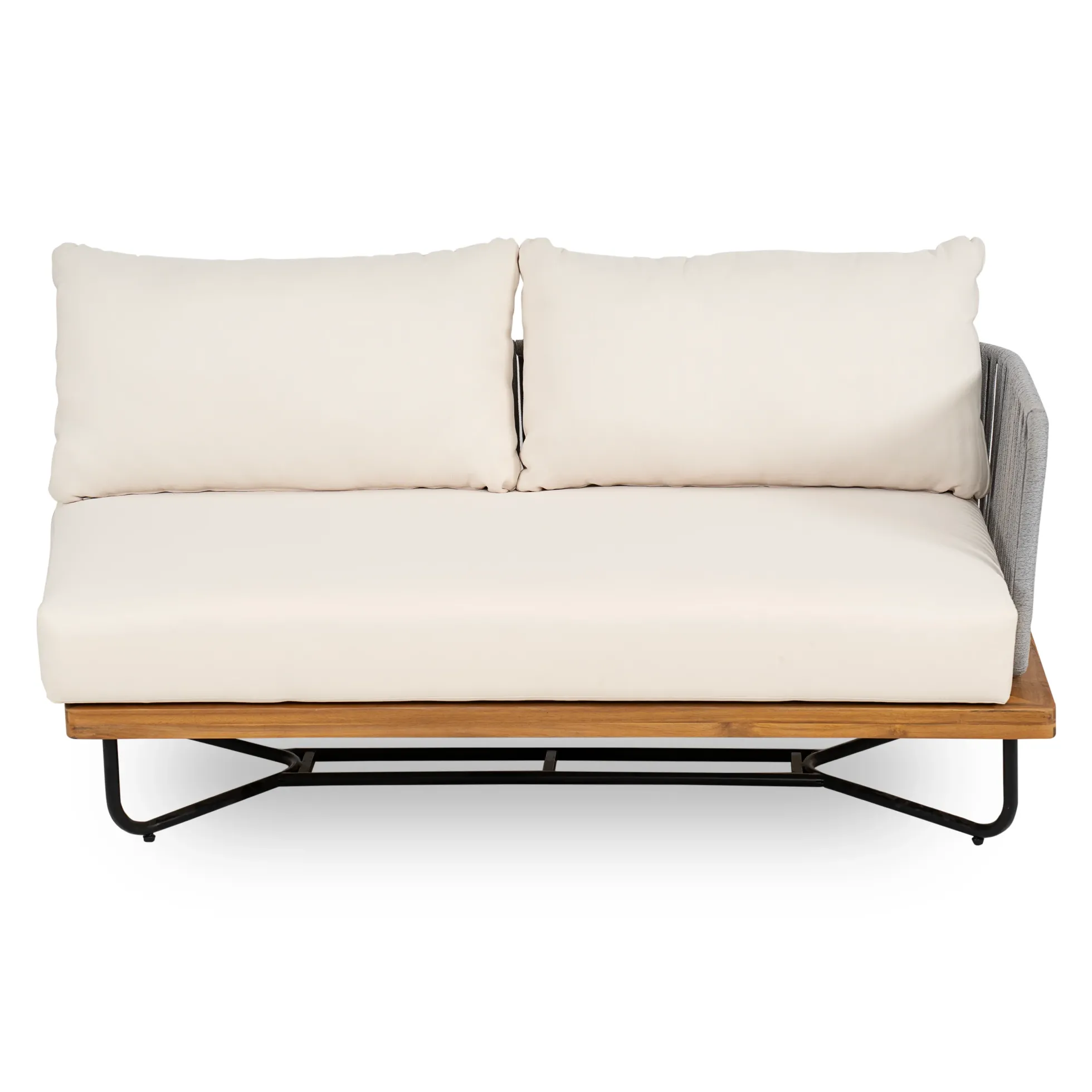 Lucca Outdoor Acacia Wood Rope Woven Sofa Sectional Modular Set