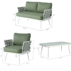 Mariano Outdoor Patio Steel 4-Pieces Loveseat Conversation Set
