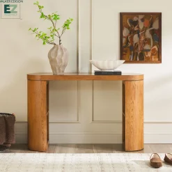 Maya 48" Modern Easy Assembly Oak Wood Veneer Console Entry Table with Storage