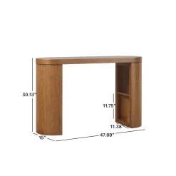 Maya 48" Modern Easy Assembly Oak Wood Veneer Console Entry Table with Storage