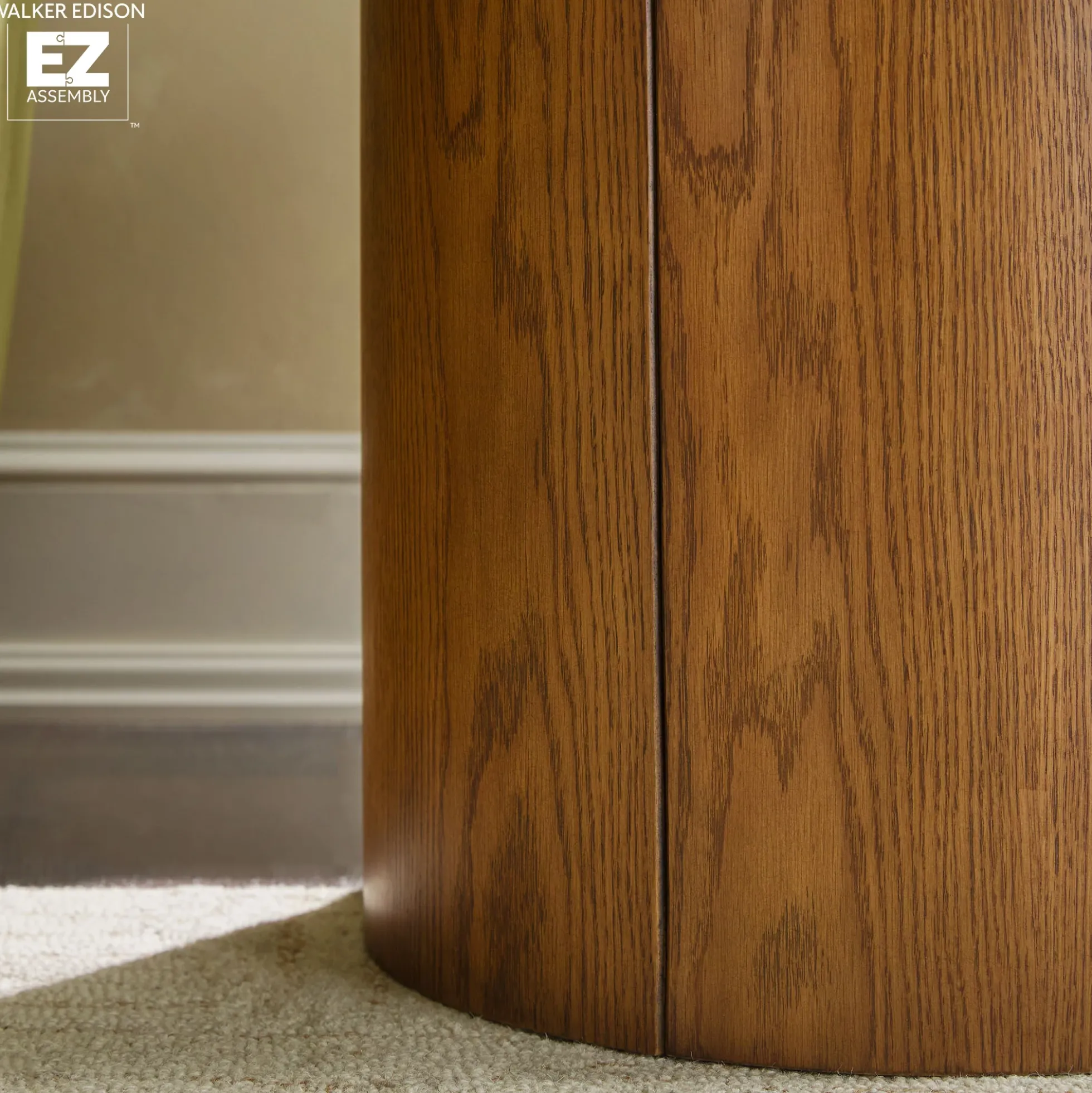 Maya 18" Modern Easy Assembly Round Oak Wood Veneer Side Table with Storage