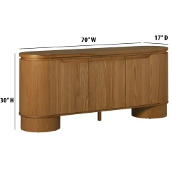 Maya Modern Curved Wood 70" TV Stand Sideboard