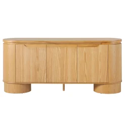 Maya Modern Curved Wood 70" TV Stand Sideboard
