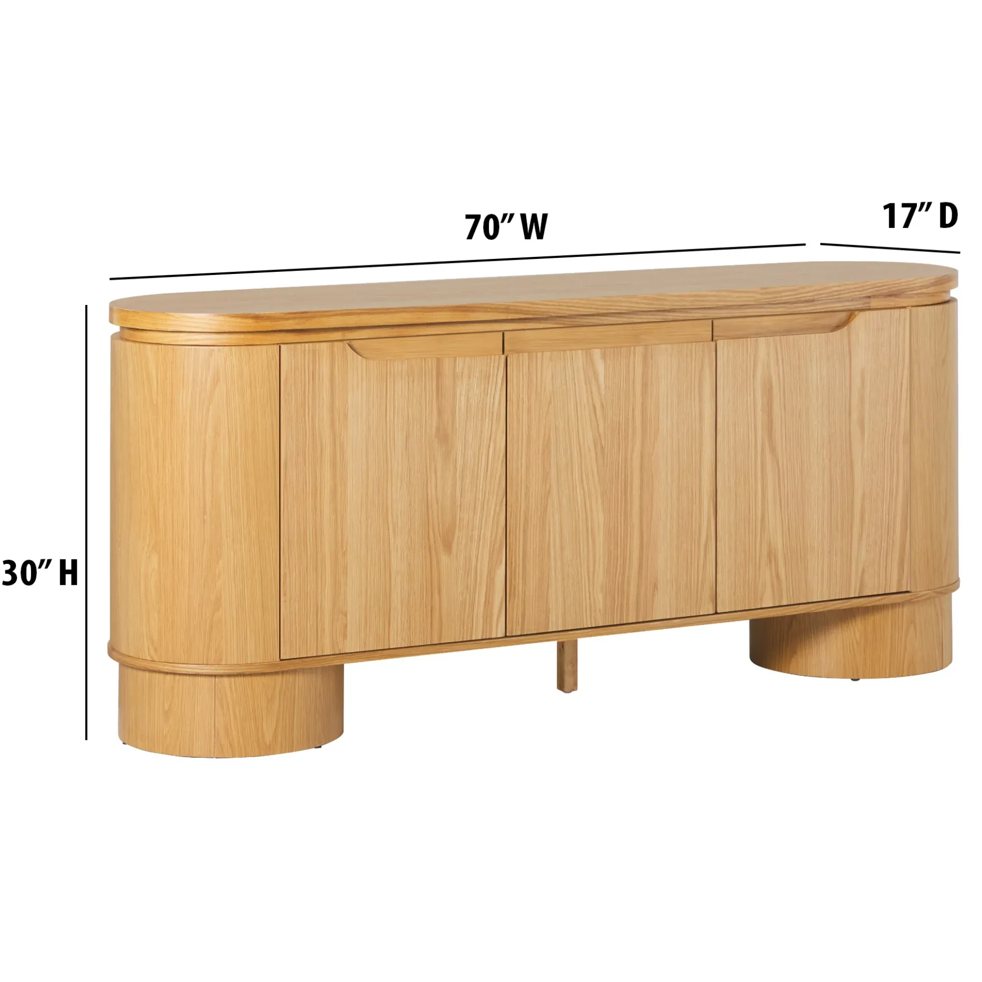 Maya Modern Curved Wood 70" TV Stand Sideboard