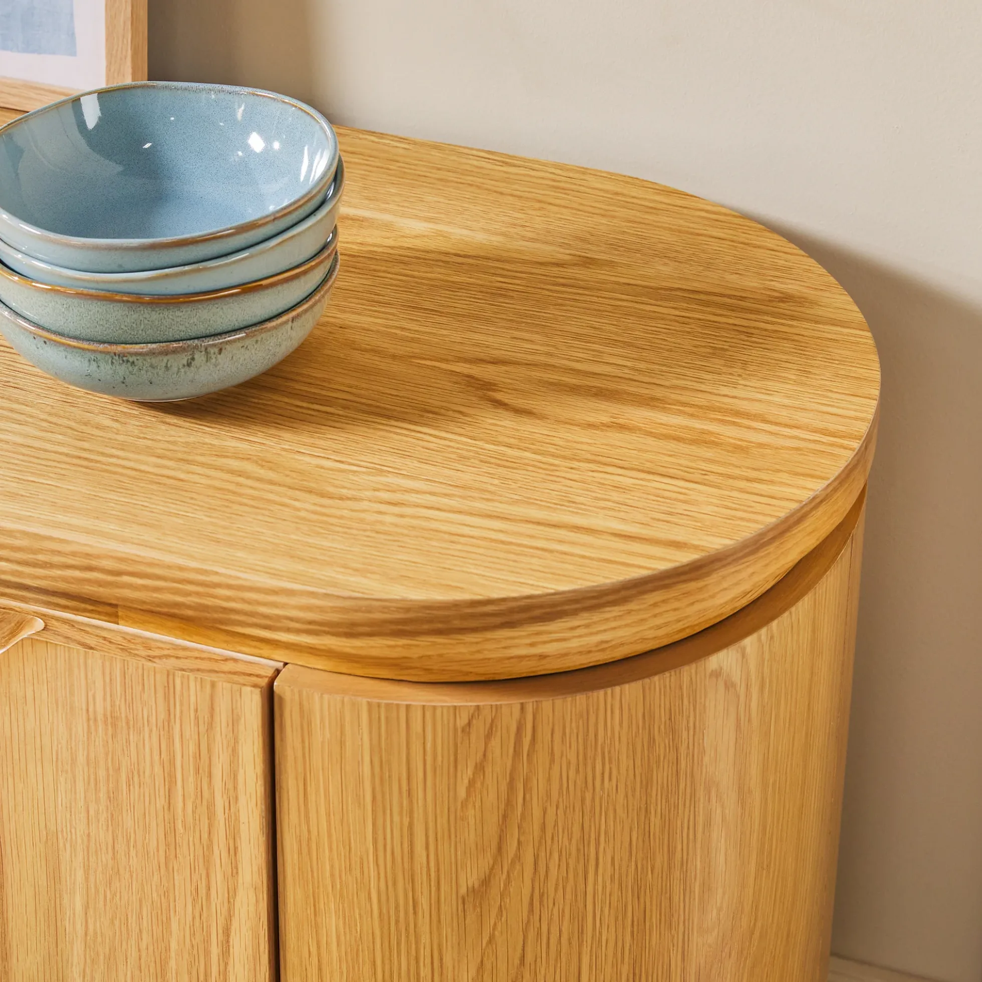 Maya Modern Curved Wood 70" TV Stand Sideboard