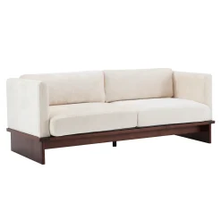 Mid Century Boucle Sofa with Solid Wood Base