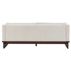 Mid Century Boucle Sofa with Solid Wood Base