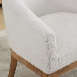 Mid Century Modern Upholstered Linen Barrel Dining Chairs