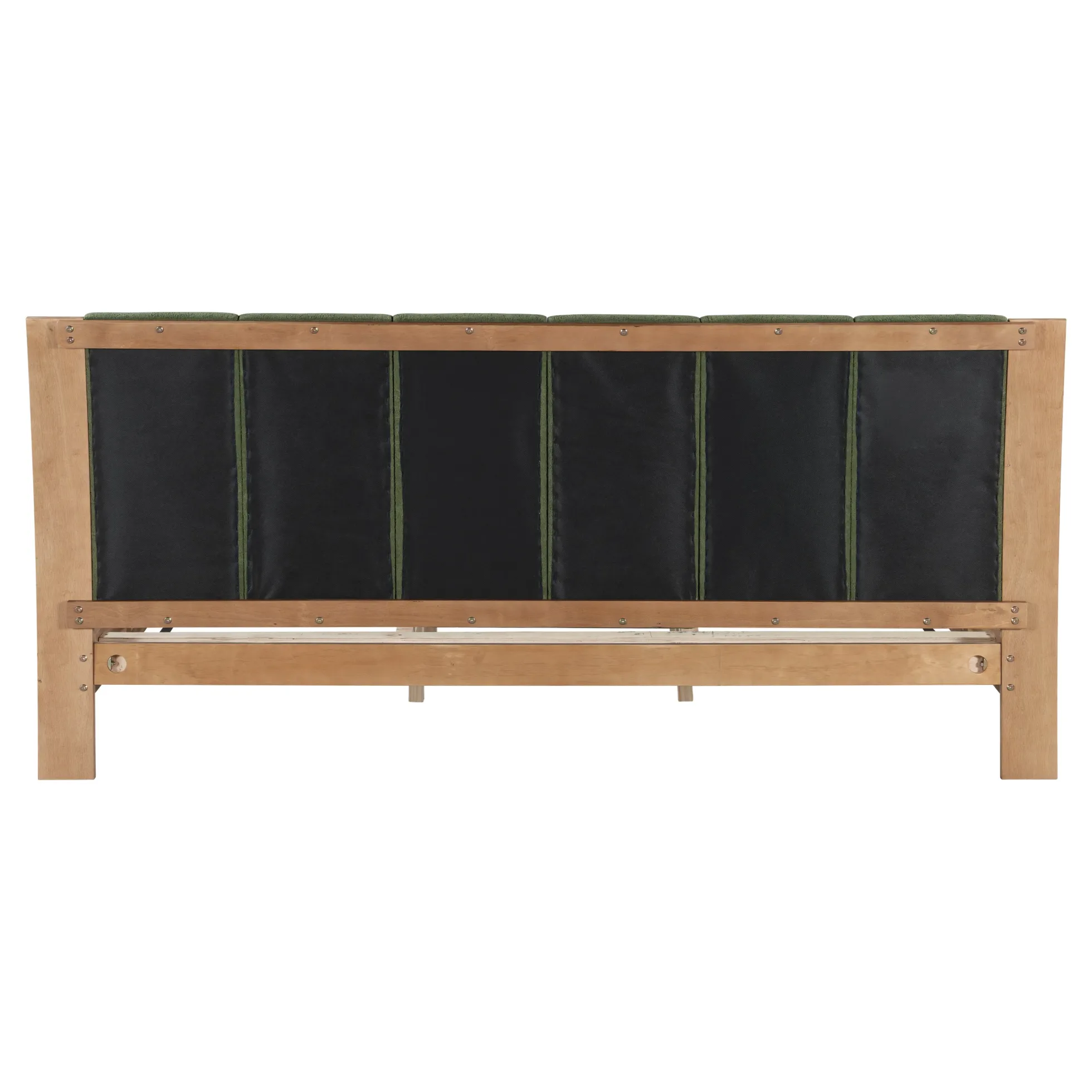 Mid Century Modern Wood and Upholstered Bedframe