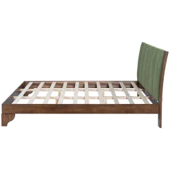 Mid Century Modern Wood and Upholstered Bedframe