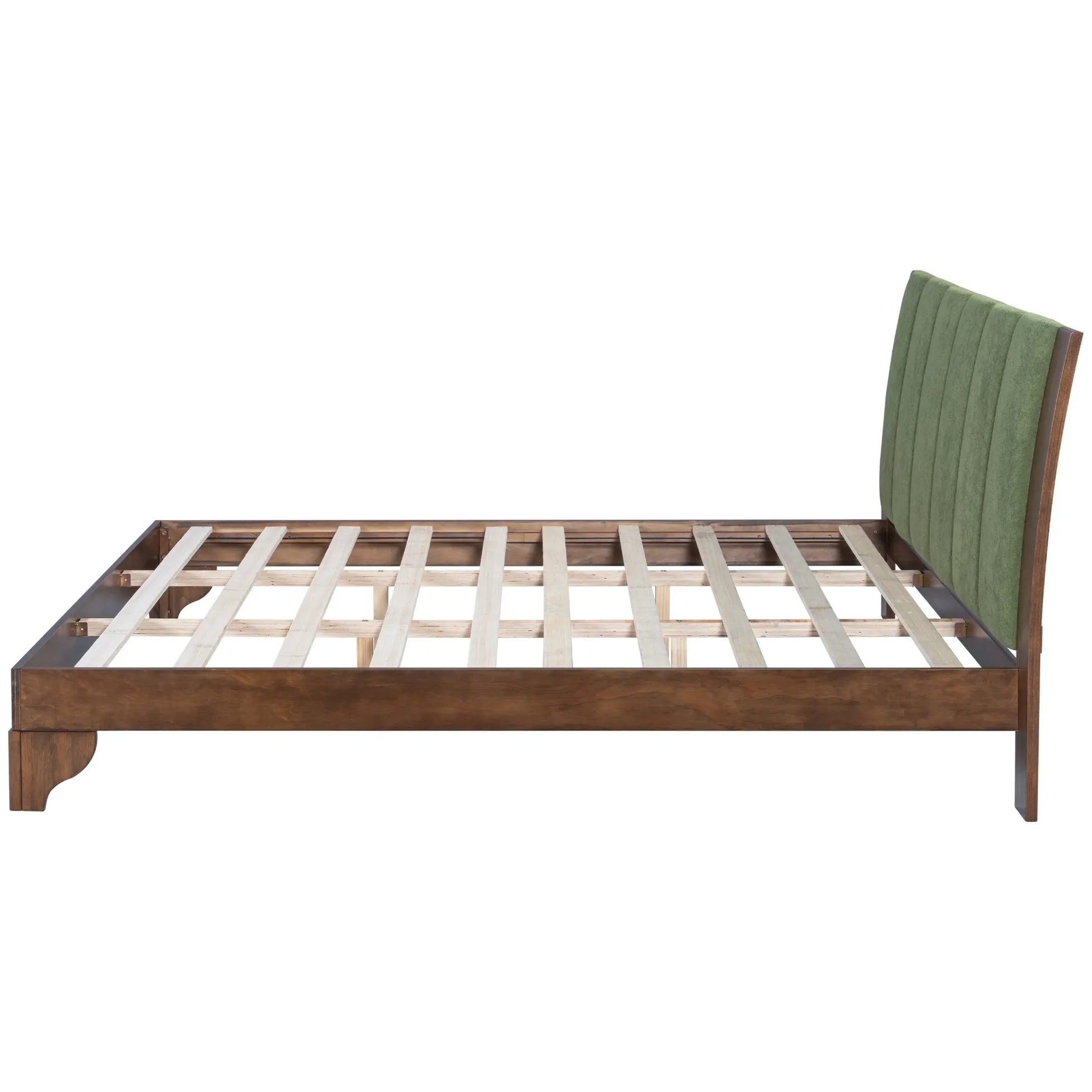 Mid Century Modern Wood and Upholstered Bedframe