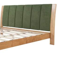 Mid Century Modern Wood and Upholstered Bedframe