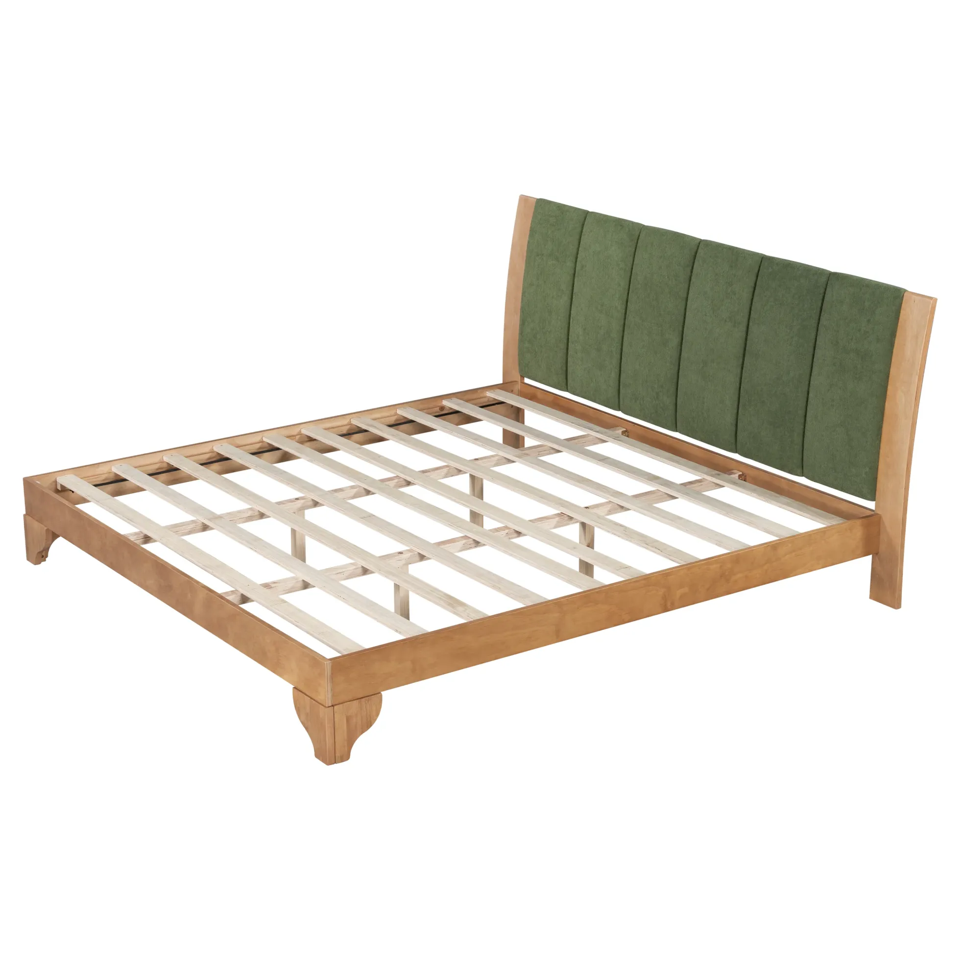Mid Century Modern Wood and Upholstered Bedframe