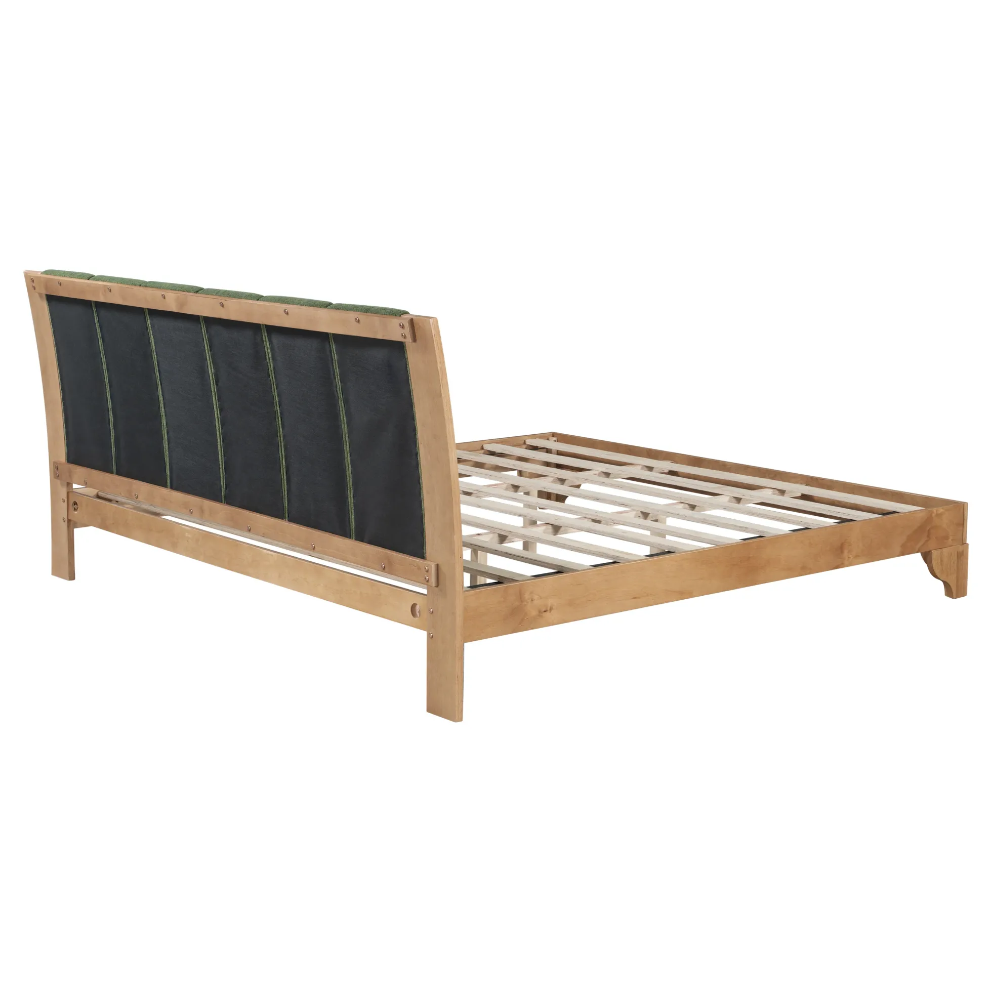 Mid Century Modern Wood and Upholstered Bedframe
